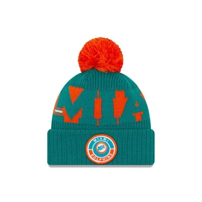 Blue Miami Dolphins Hat - New Era NFL Historic Cold Weather Sport Knit Beanie USA4876512